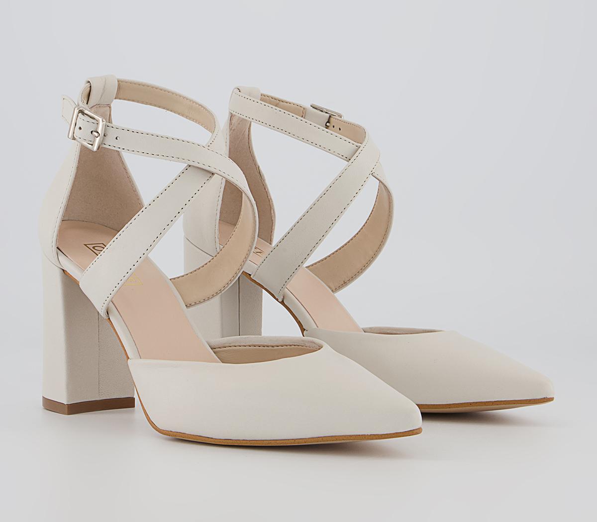 Office Marne Cross Strap Court Heels Office Marne Cross Strap Court Heels Cream Leather