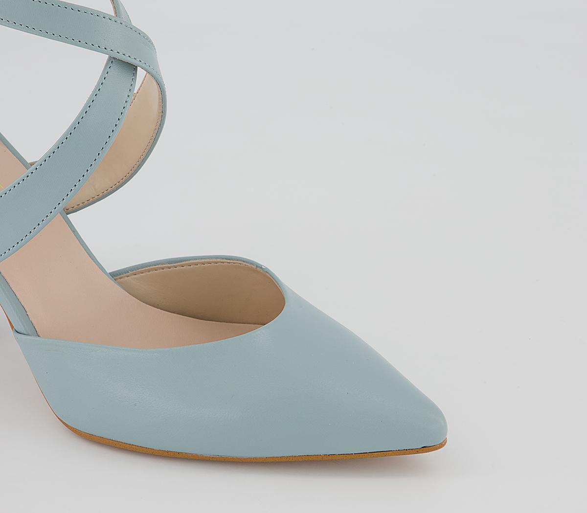 Office Marne Cross Strap Court Heels Office Marne Cross Strap Court Heels Blue Leather