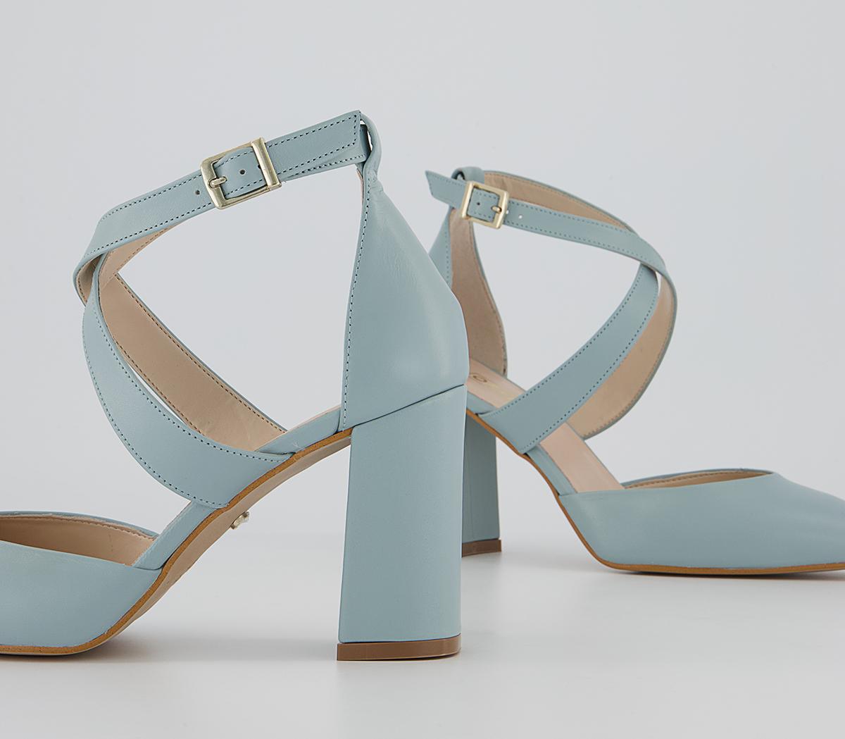 Office Marne Cross Strap Court Heels Office Marne Cross Strap Court Heels Blue Leather