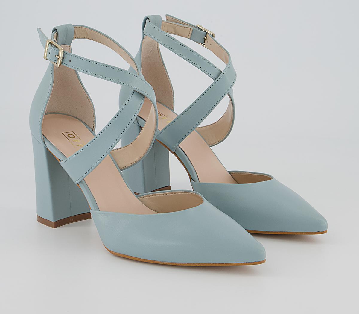 Office Marne Cross Strap Court Heels Office Marne Cross Strap Court Heels Blue Leather