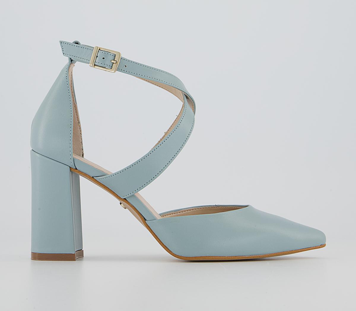 OFFICE Marne Cross Strap Court Heels Blue Leather - Heels