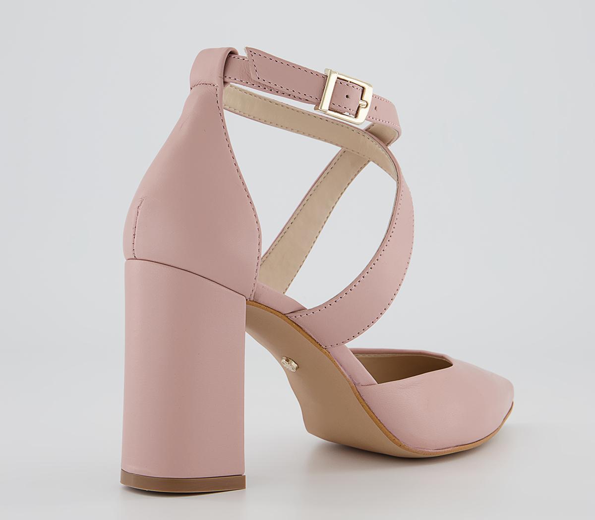 Office Marne Cross Strap Court Heels Office Marne Cross Strap Court Heels Pink Leather