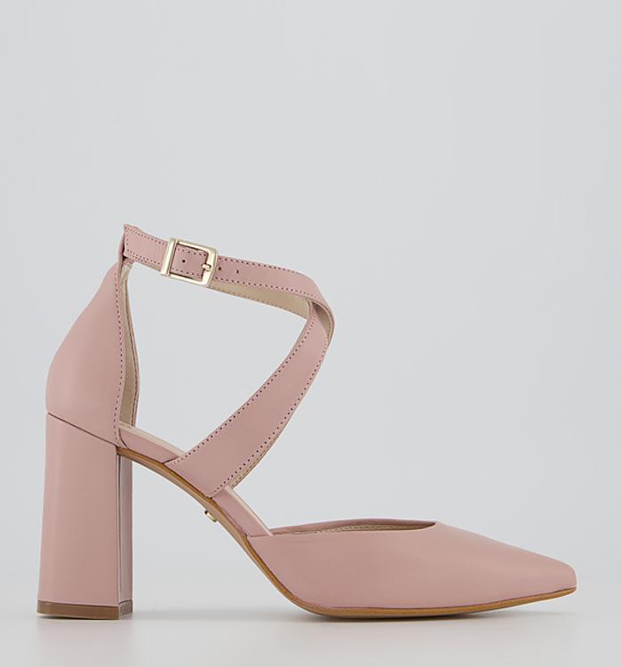 Office Marne Cross Strap Court Heels Pink Leather
