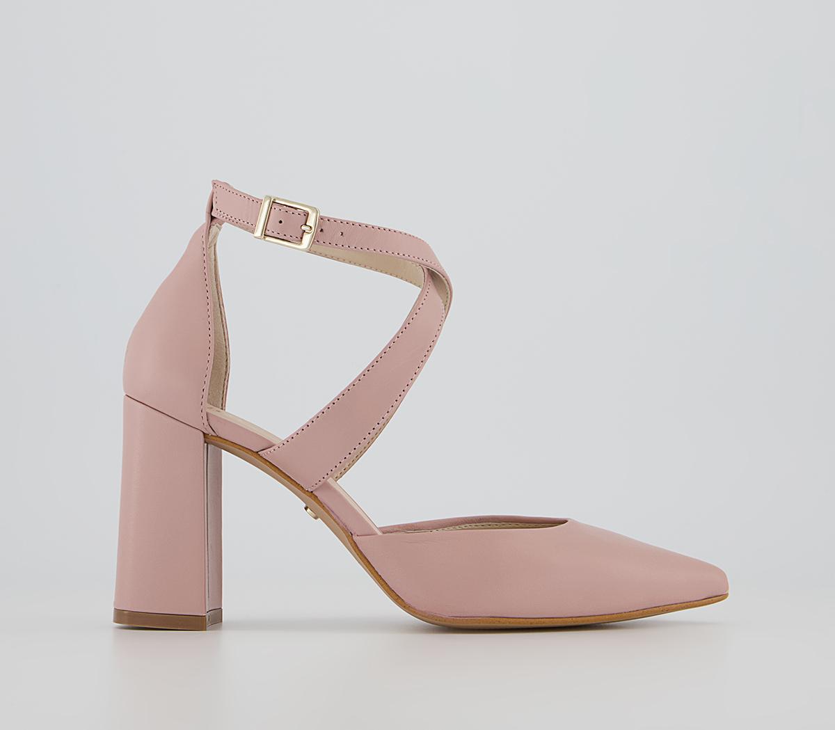 Office Marne Cross Strap Court Heels Office Marne Cross Strap Court Heels Pink Leather