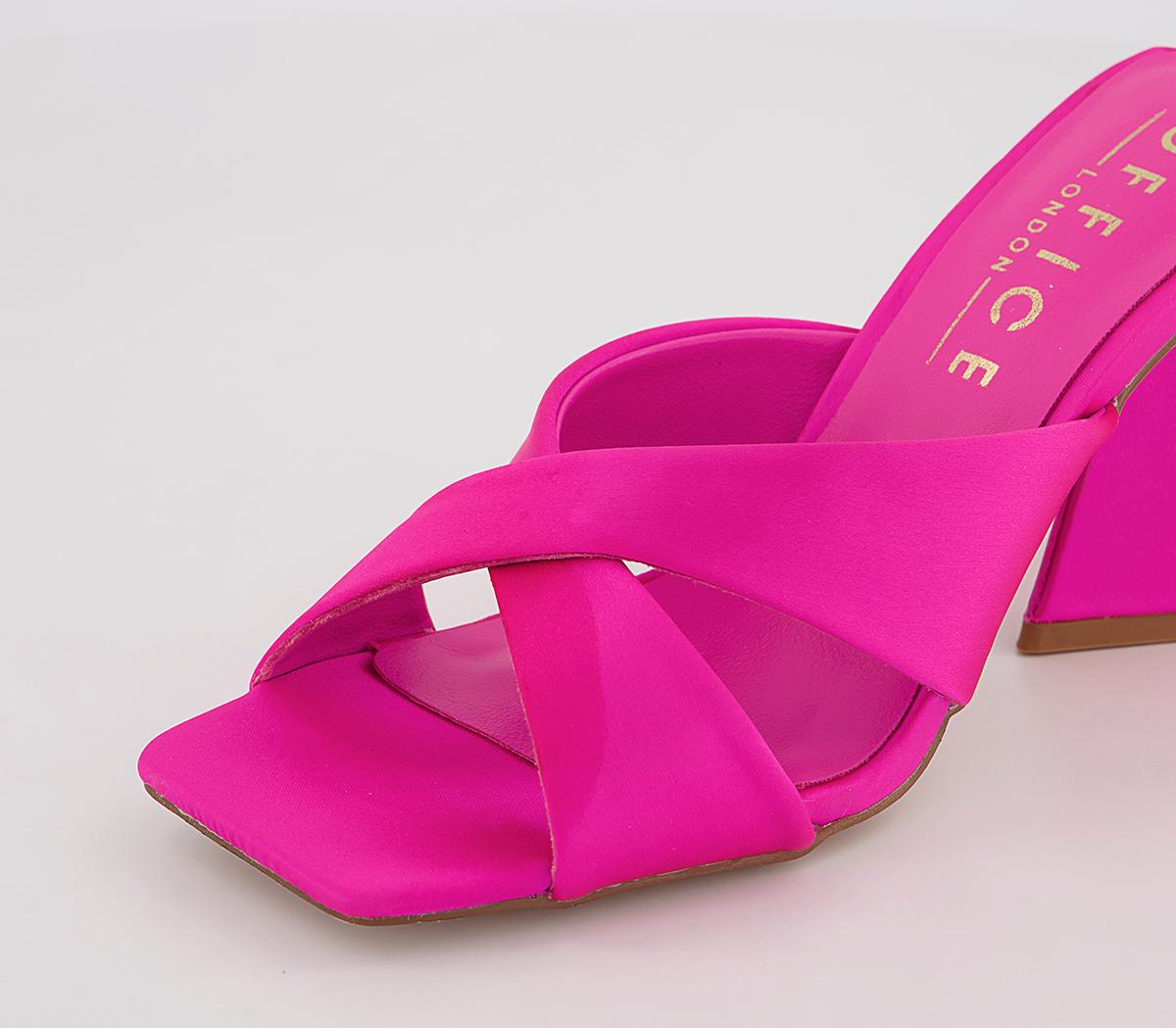 OFFICE Martha Satin Cross Mules Pink - Heels