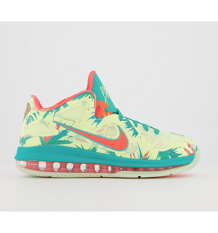 Nike Lebron Ix Low Trainers White Lime Bright Mango New Green Mixed Material,White,Green