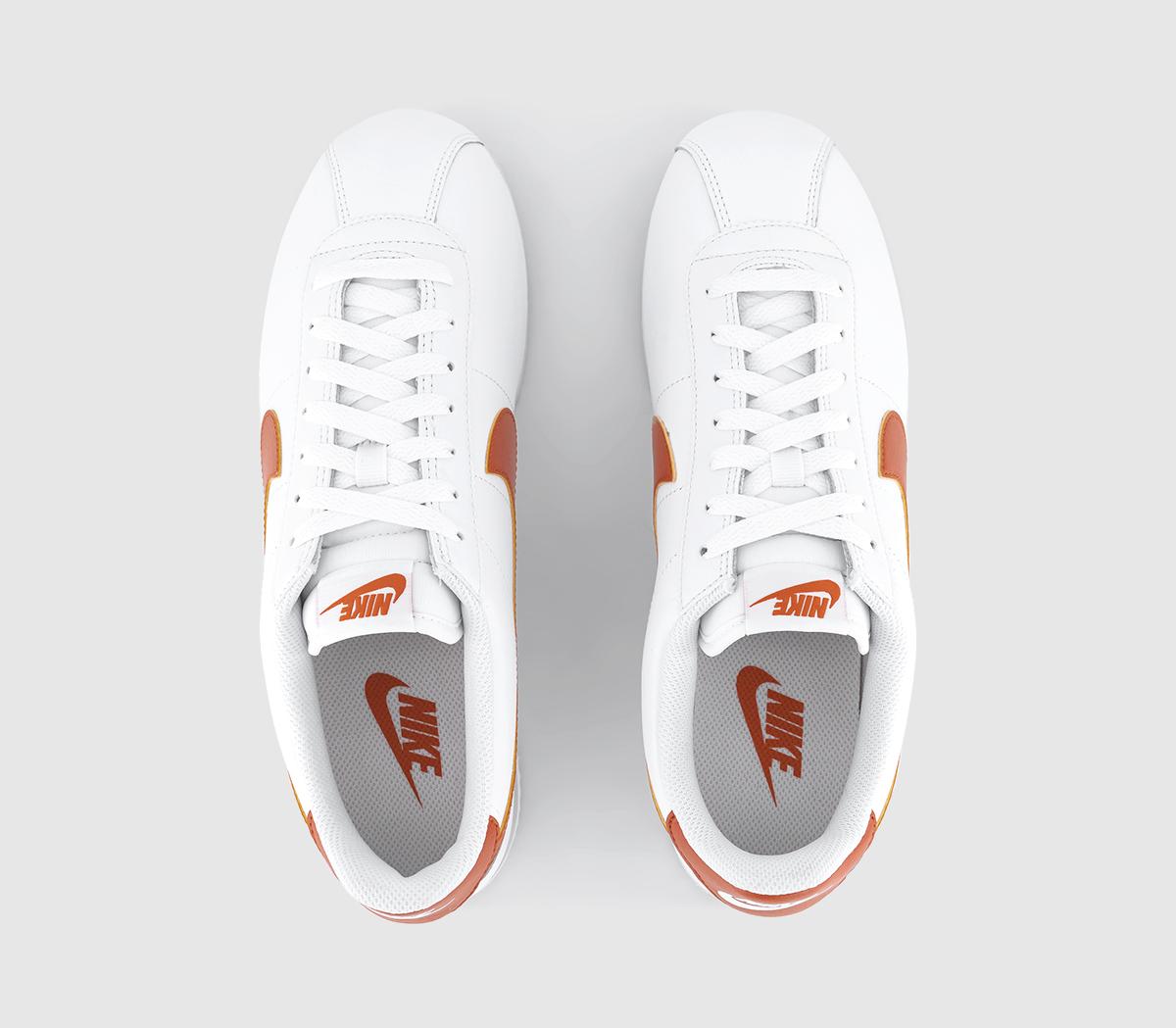 NikeCortez Trainers White Campfire Orange Jade Horizon
