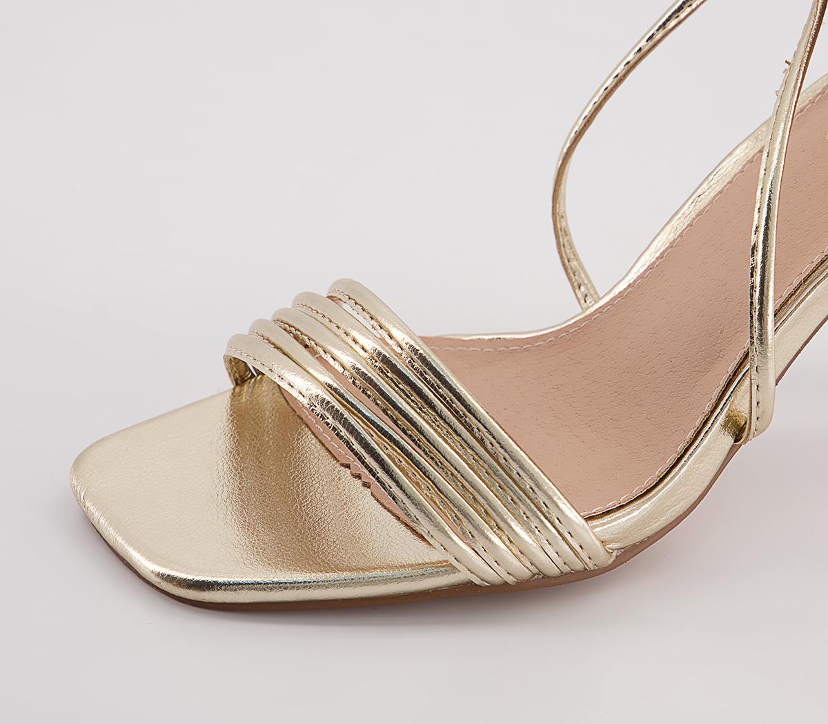 OFFICE Mischief Multi Strap Sandals Gold - Mid Heels