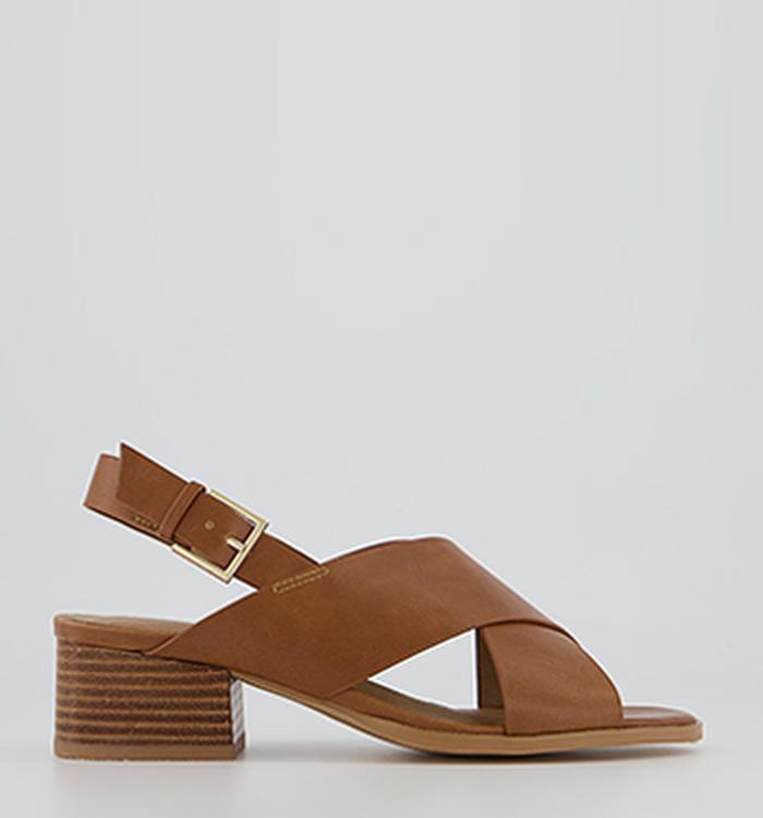 Office Magnetic Cross Front Sandals Tan