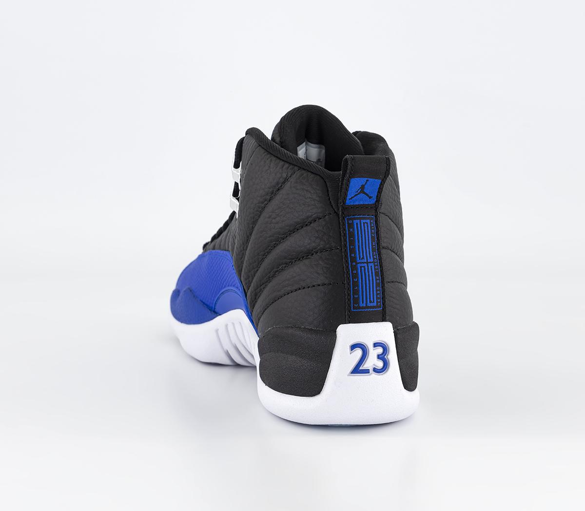 Jordan Jordan 12 Trainers Black Hyper Royal Metallic Silver White ...