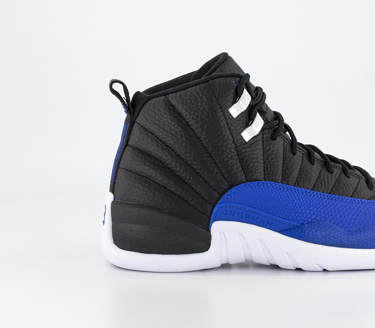 Jordan Jordan 12 Trainers Black Hyper Royal Metallic Silver White ...