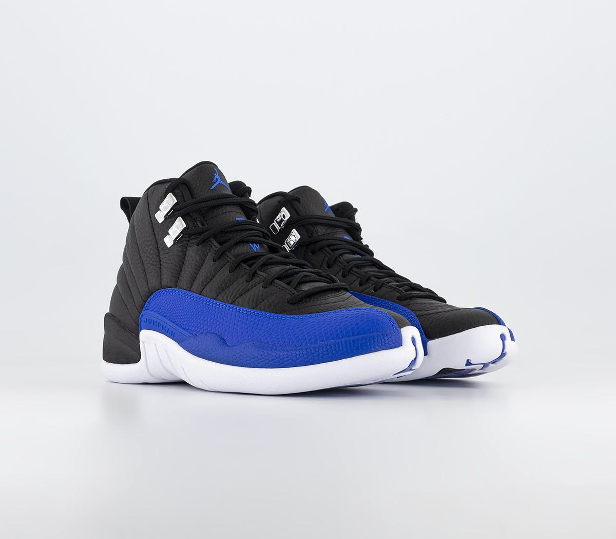 Jordan Jordan 12 Trainers Black Hyper Royal Metallic Silver White ...