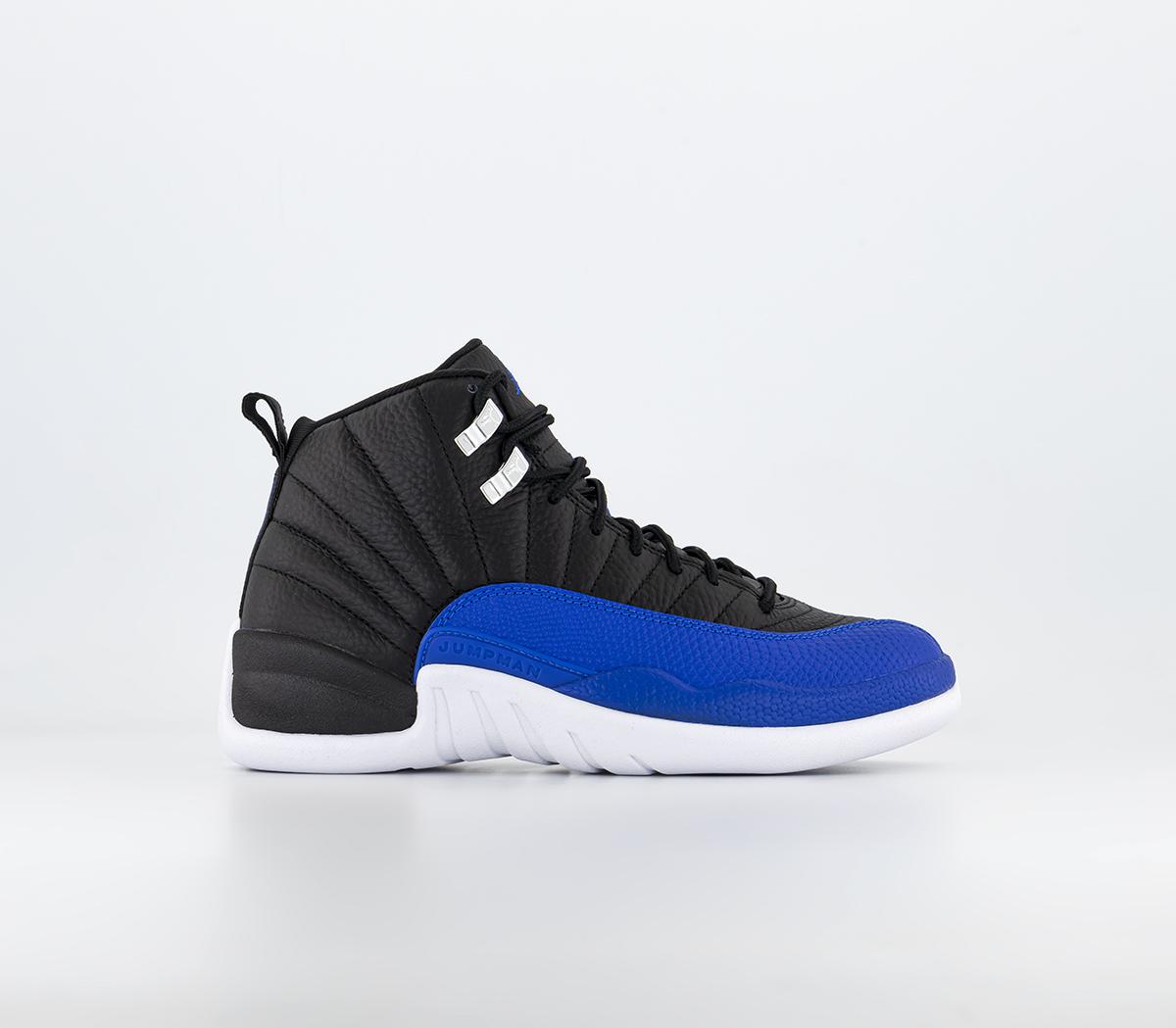 Jordan Jordan 12 Trainers Black Hyper Royal Metallic Silver White ...