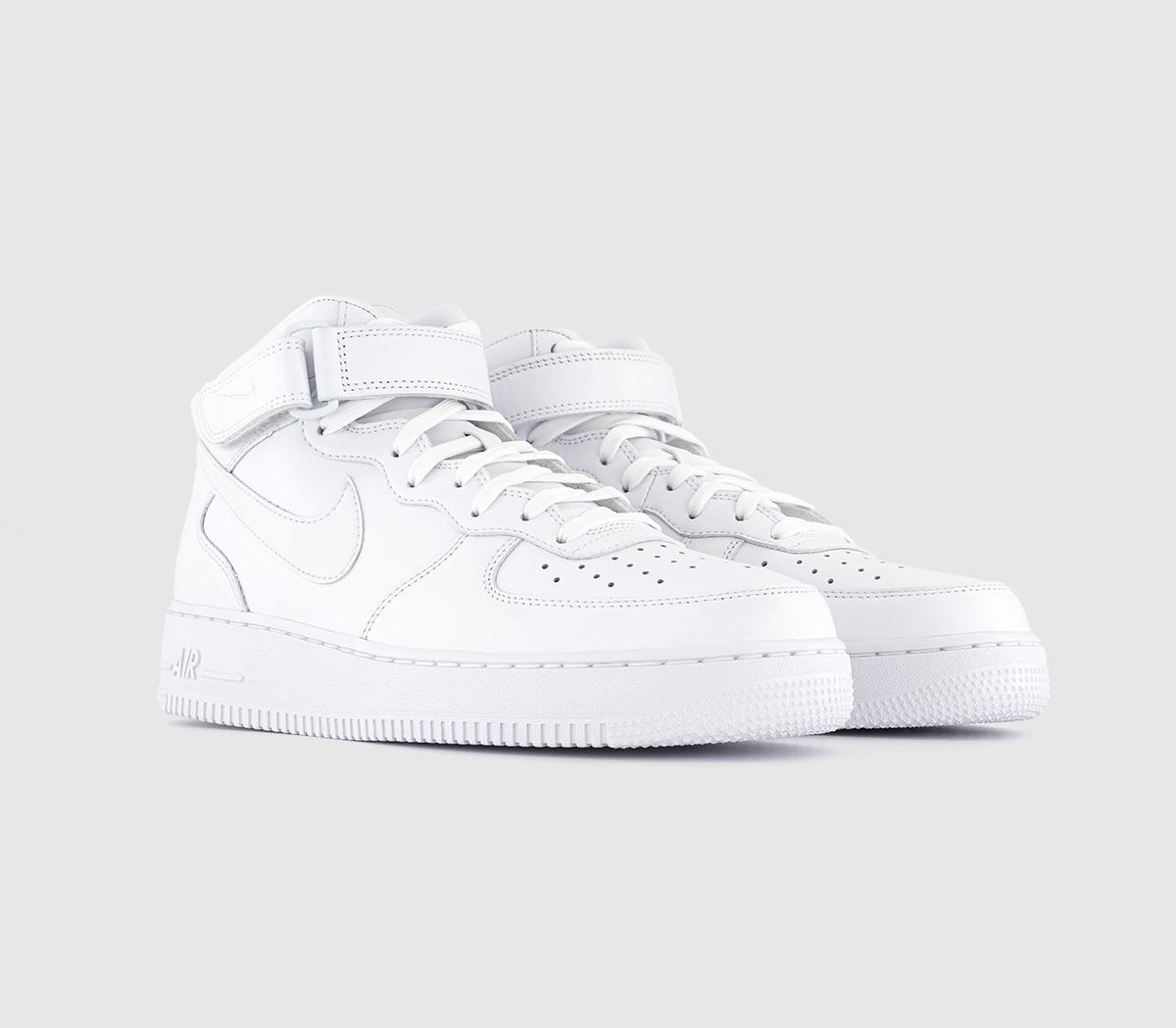 Nike Air Force 1 Mid 07 Trainers White White Wolf Grey - Men's Trainers