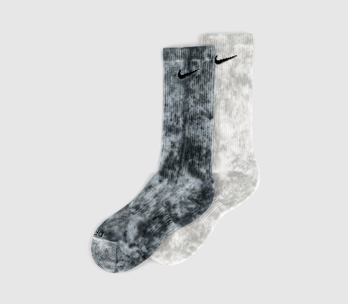 Nike Cushioned Tie Dye Crew Socks 2 Pairs Nike Cushioned Tie Dye Crew Socks 2 Pairs Multi Colour Grey