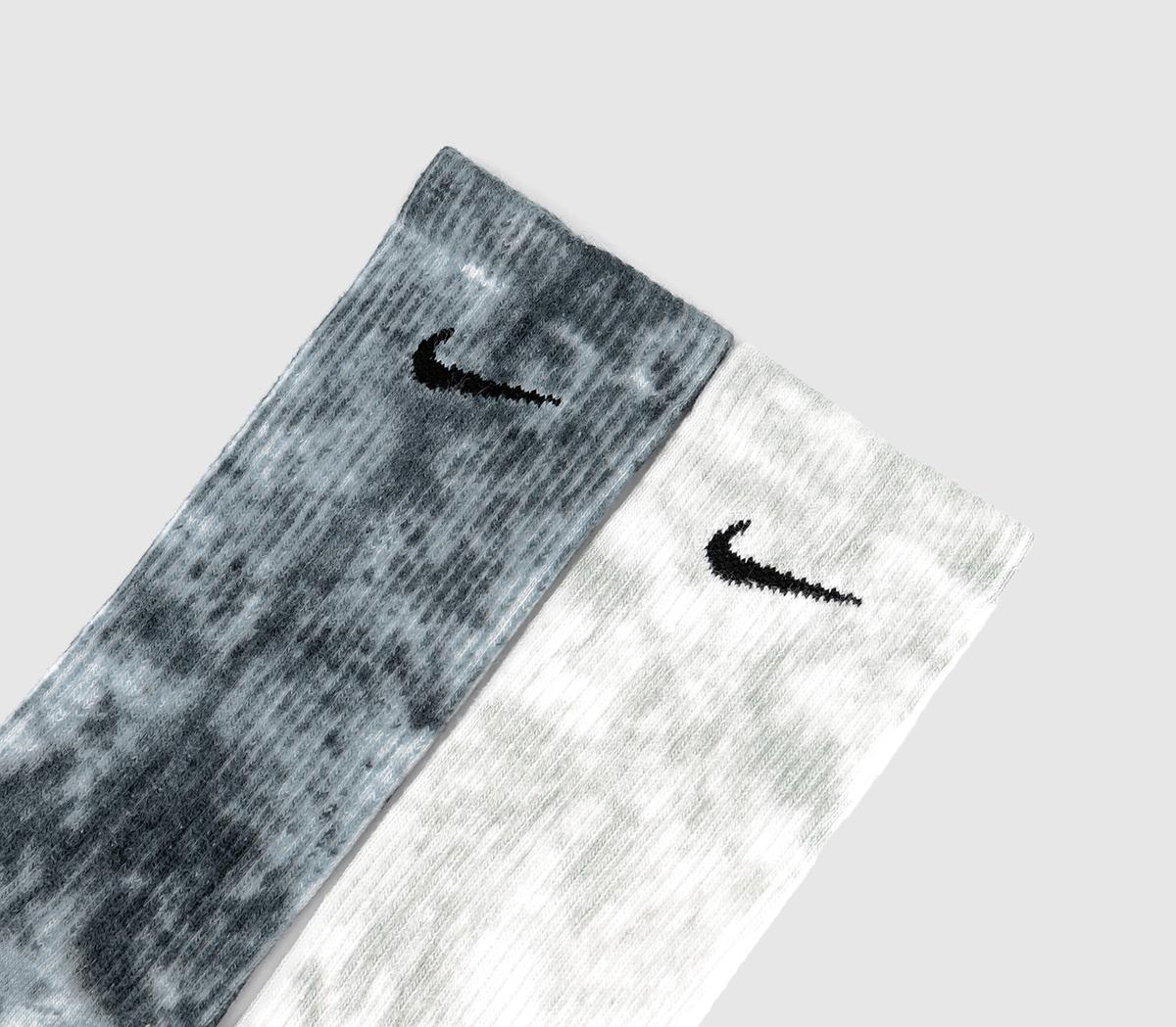Nike Cushioned Tie Dye Crew Socks 2 Pairs Nike Cushioned Tie Dye Crew Socks 2 Pairs Multi Colour Grey