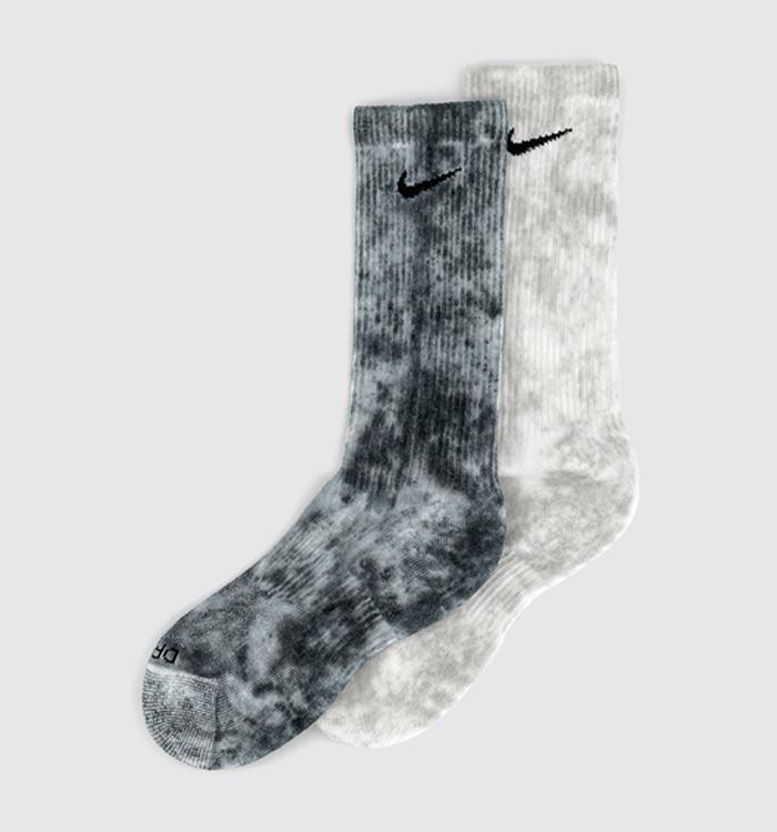 Nike Cushioned Tie Dye Crew Socks 2 Pairs Multi Colour Grey