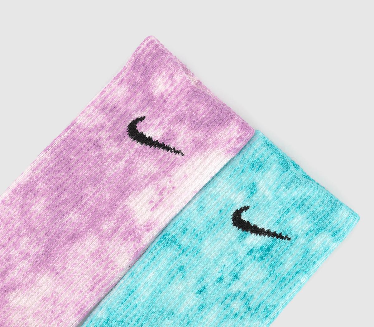 Nike Cushioned Tie Dye Crew Socks 2 Pairs Nike Cushioned Tie Dye Crew Socks 2 Pairs Blue Purple