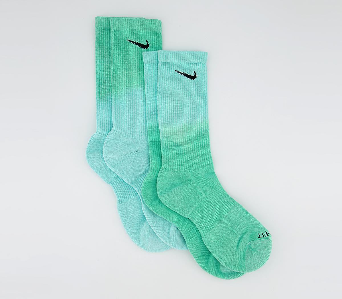 NikeCushioned Tie Dye Crew Socks 2 PairsMulti Colour Blue Green