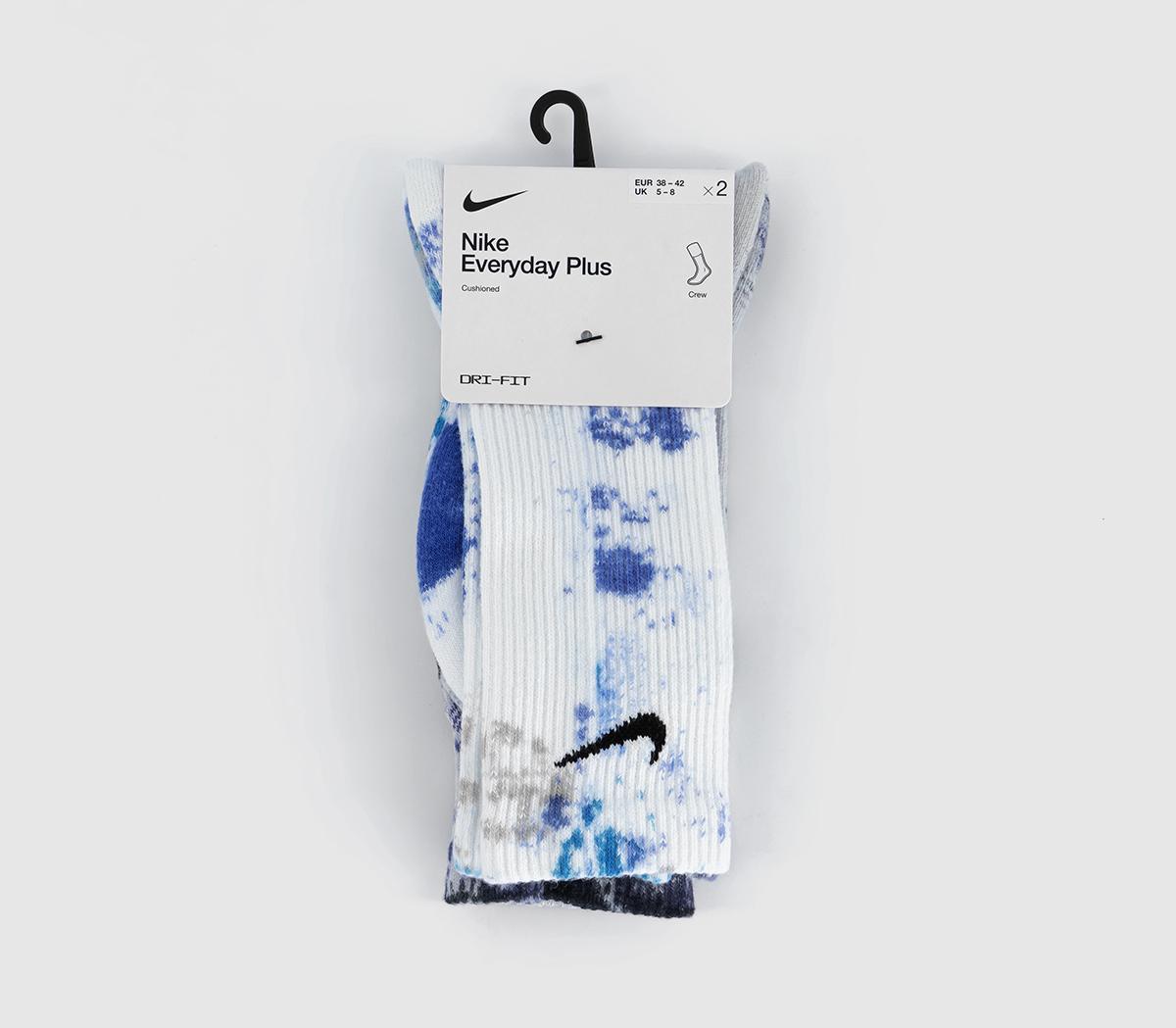 NikeCushioned Tie Dye Crew Socks 2 Pairs NikeCushioned Tie Dye Crew Socks 2 PairsBlue Navy Tie Dye