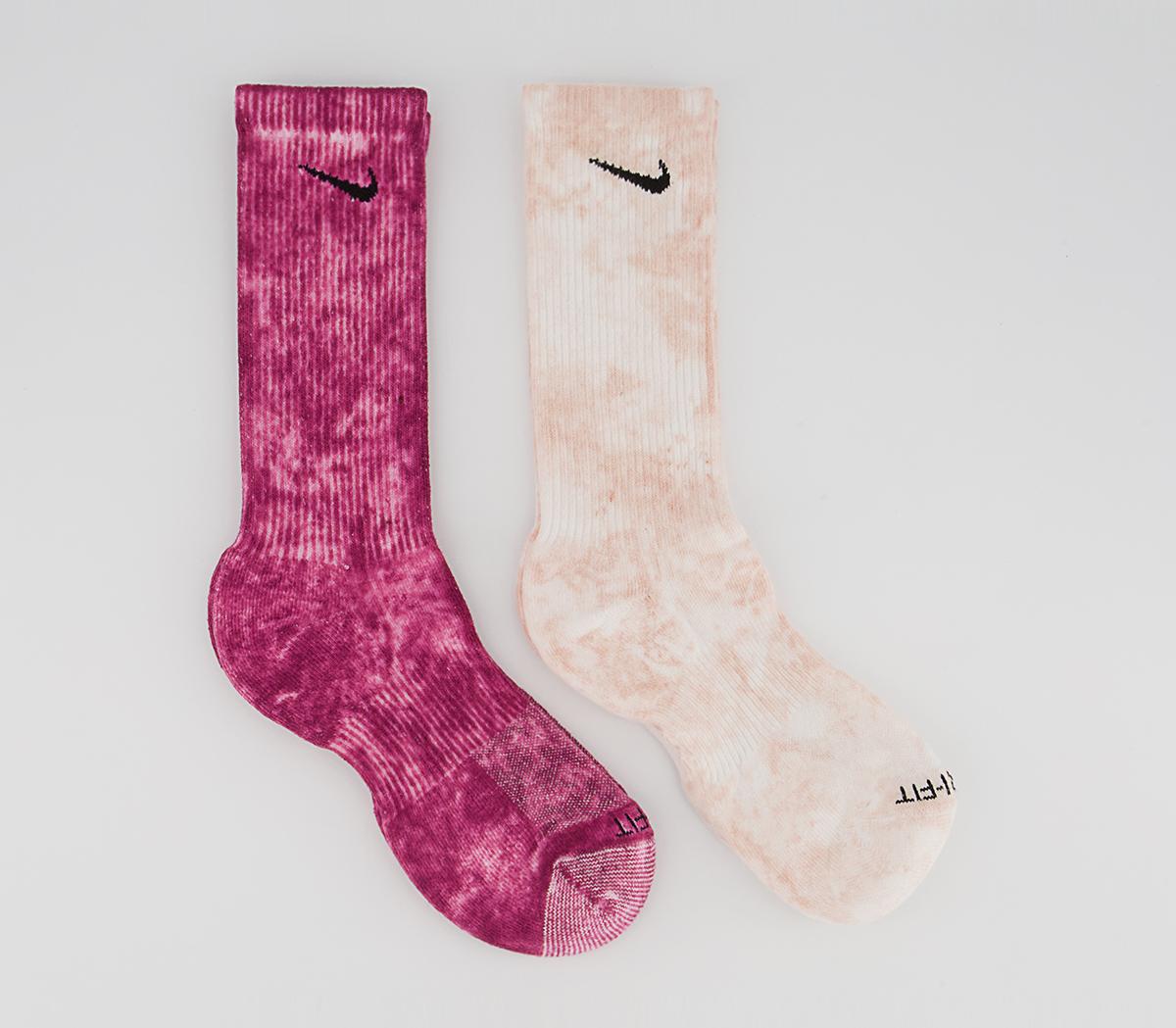 NikeCushioned Tie Dye Crew Socks 2 PairsMulti Colour Red