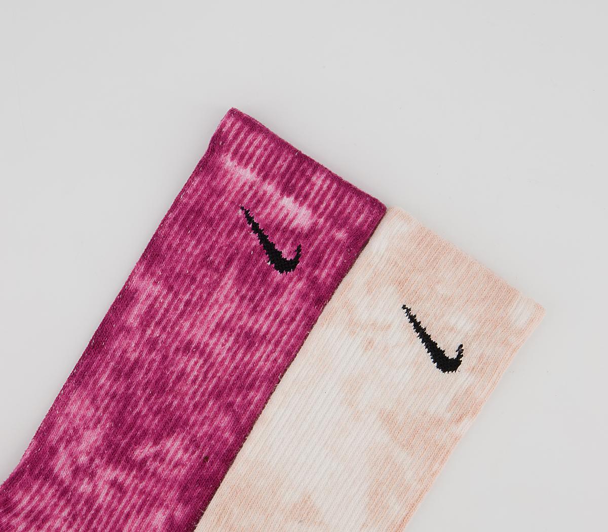Nike Cushioned Tie Dye Crew Socks 2 Pairs Nike Cushioned Tie Dye Crew Socks 2 Pairs Multi Colour Red