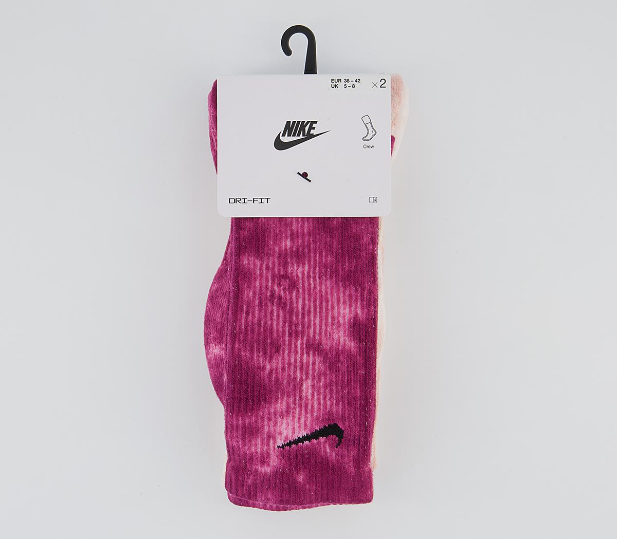 Nike Cushioned Tie Dye Crew Socks 2 Pairs Nike Cushioned Tie Dye Crew Socks 2 Pairs Multi Colour Red