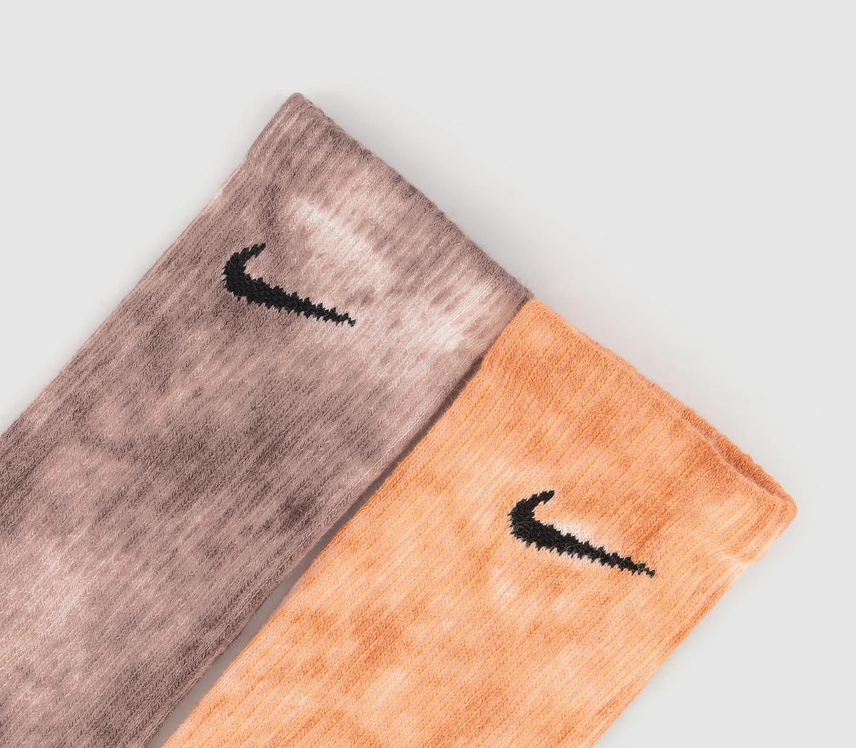 Nike Cushioned Tie Dye Crew Socks 2 Pairs Nike Cushioned Tie Dye Crew Socks 2 Pairs Orange Red Multi