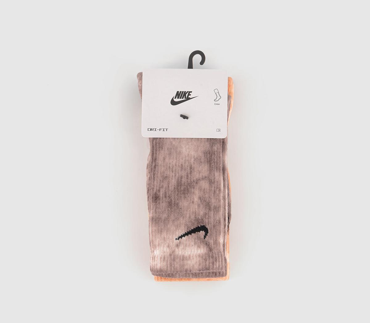 Nike Cushioned Tie Dye Crew Socks 2 Pairs Nike Cushioned Tie Dye Crew Socks 2 Pairs Orange Red Multi