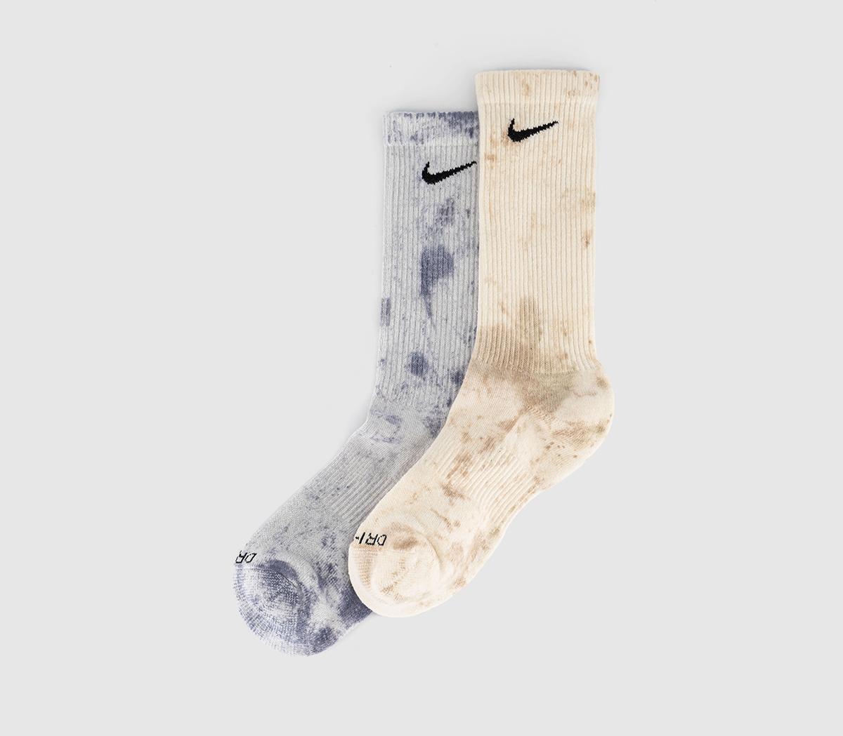 NikeCrew Socks 2 PairsTiedye Black Brown