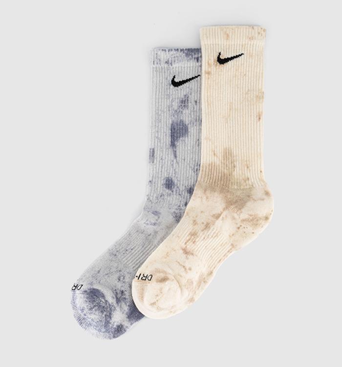 Nike Crew Socks 2 Pairs Tiedye Black Brown