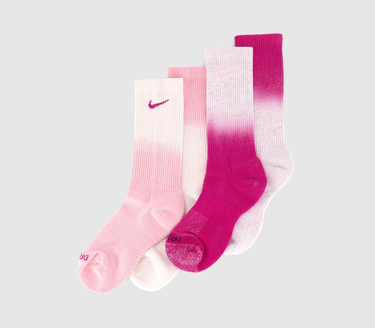 Nike Crew Socks 2 Pairs White Pink Dip Dye - Socks