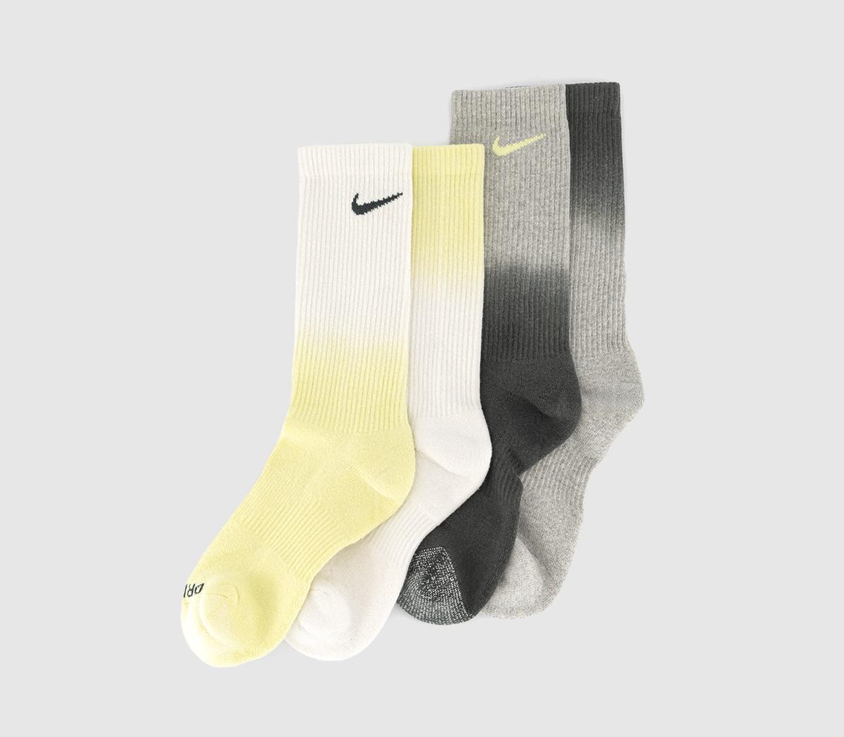Nike Crew Socks 2 Pairs Grey Dip Dye, S