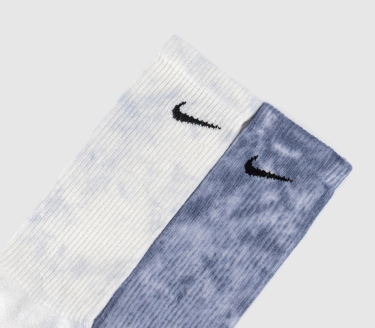 Nike Crew Socks 2 Pairs Tiedye Blue Multi - Accessories