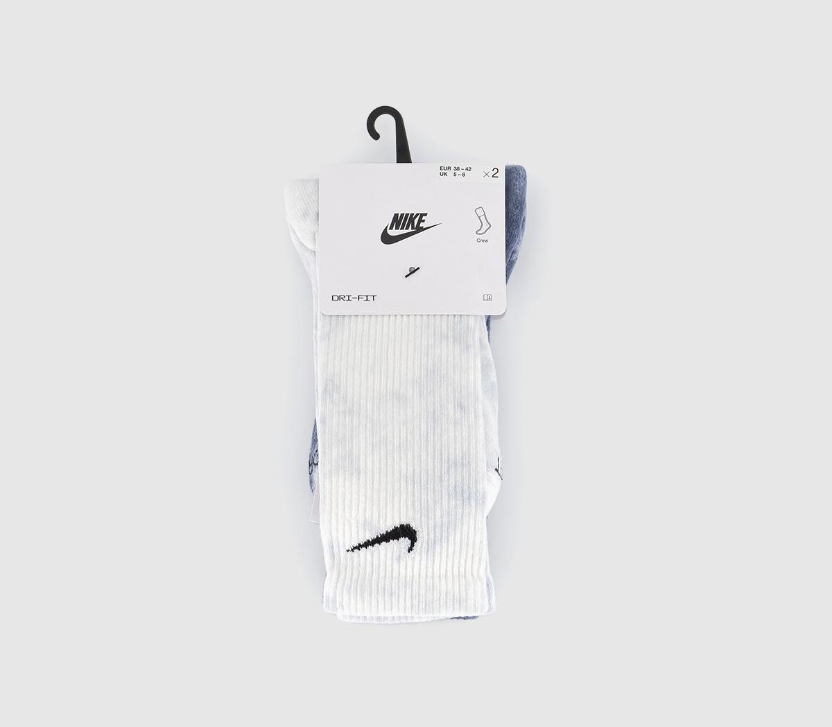 Nike Crew Socks 2 Pairs Nike Crew Socks 2 Pairs Tiedye Blue Multi