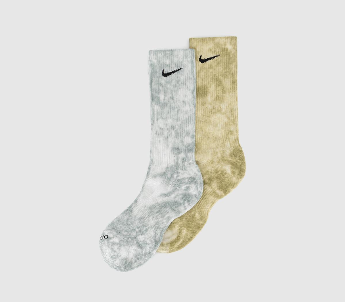 Nike Crew Socks 2 Pair Tiedye Green Multi, L