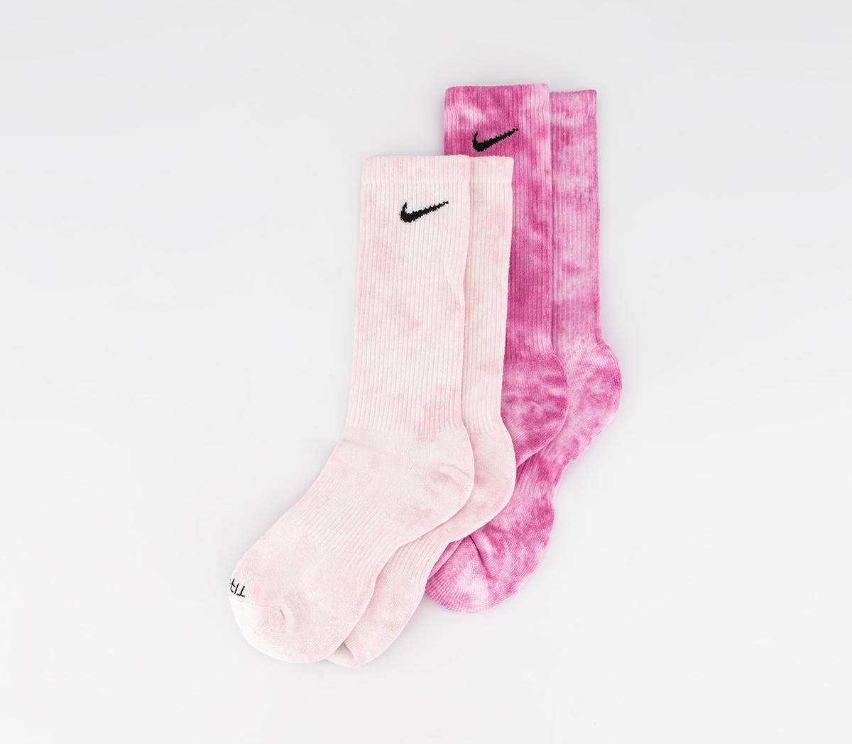 Nike Crew Socks 2 Pairs Tiedye Pink Multi - Accessories