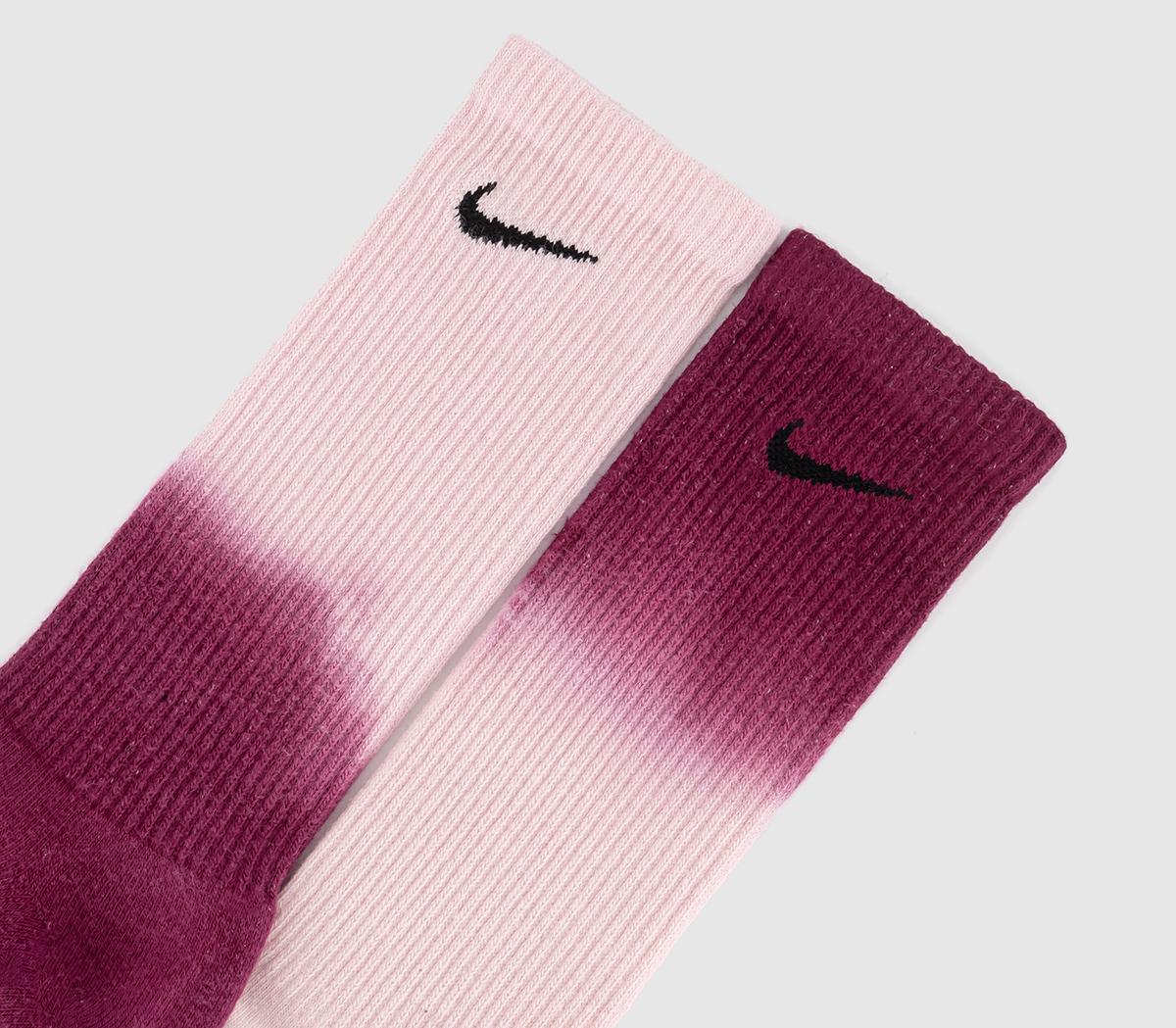 Nike Crew Socks 2 Pairs Pink Tie Dye - Socks