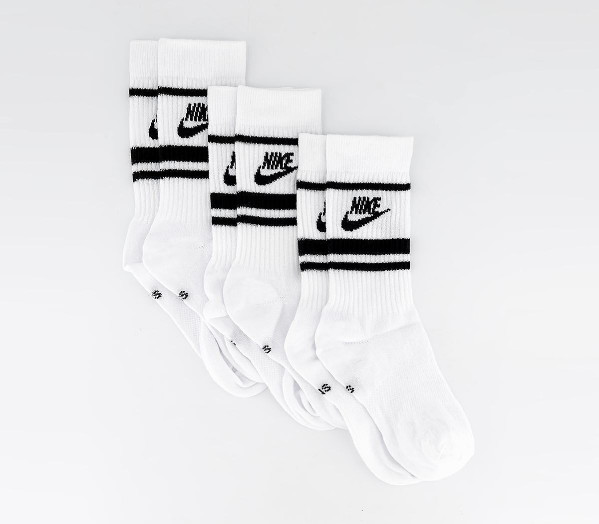 Nike Unisex Crew Socks 2 Pairs White Black White Stripe - Accessories