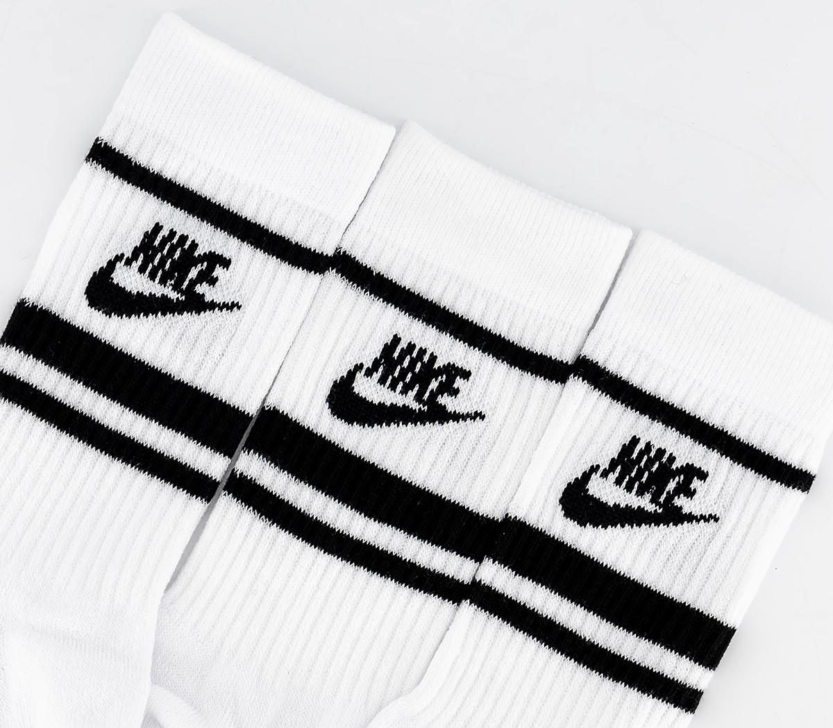 Nike Unisex Crew Socks 2 Pairs White Black White Stripe - Accessories