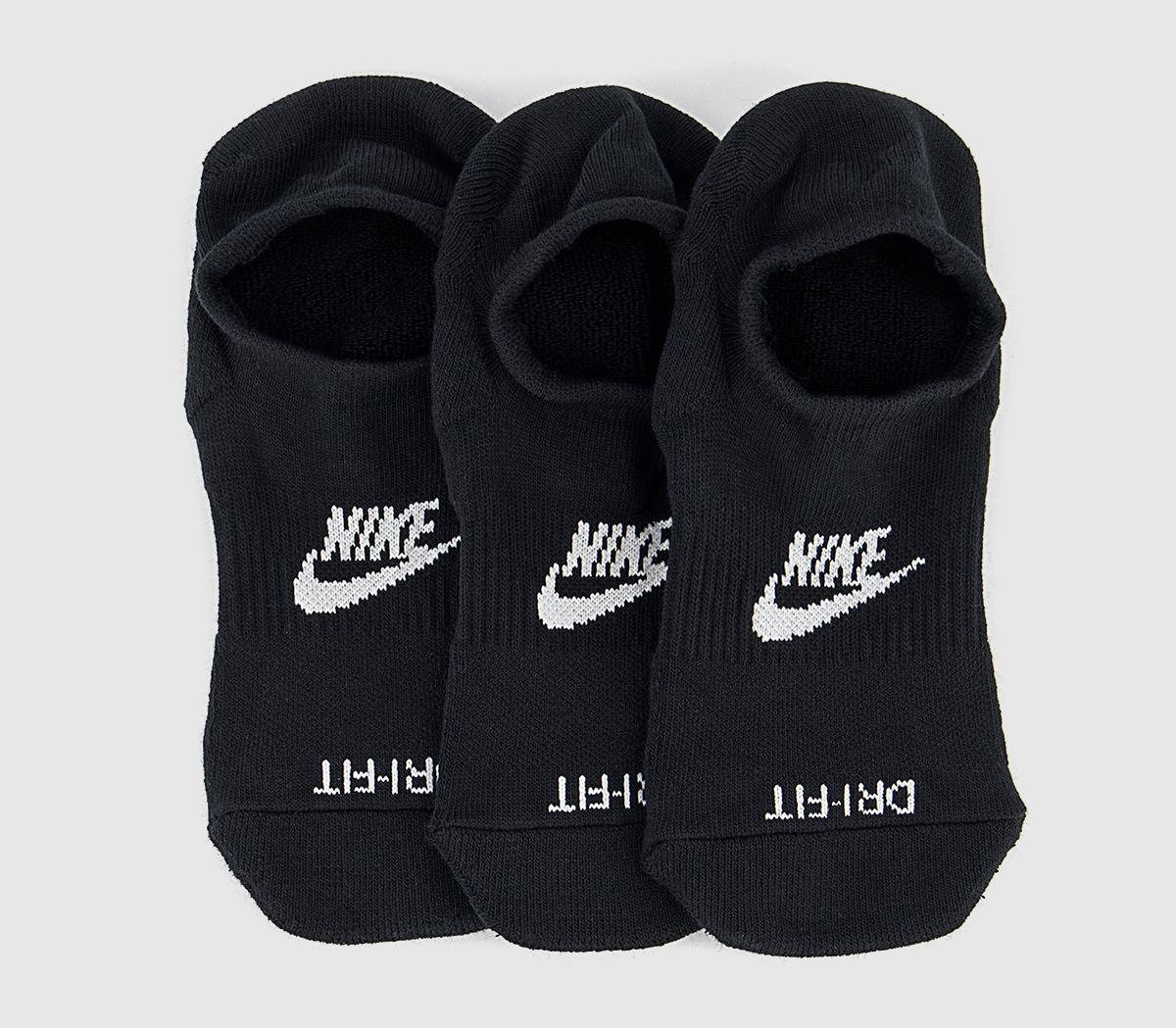 Nike Footie Socks Black White, L