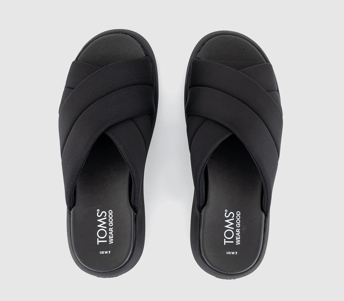 TOMSMallow Crossover Slides TOMSMallow Crossover SlidesBlack Black Repreve Jersey