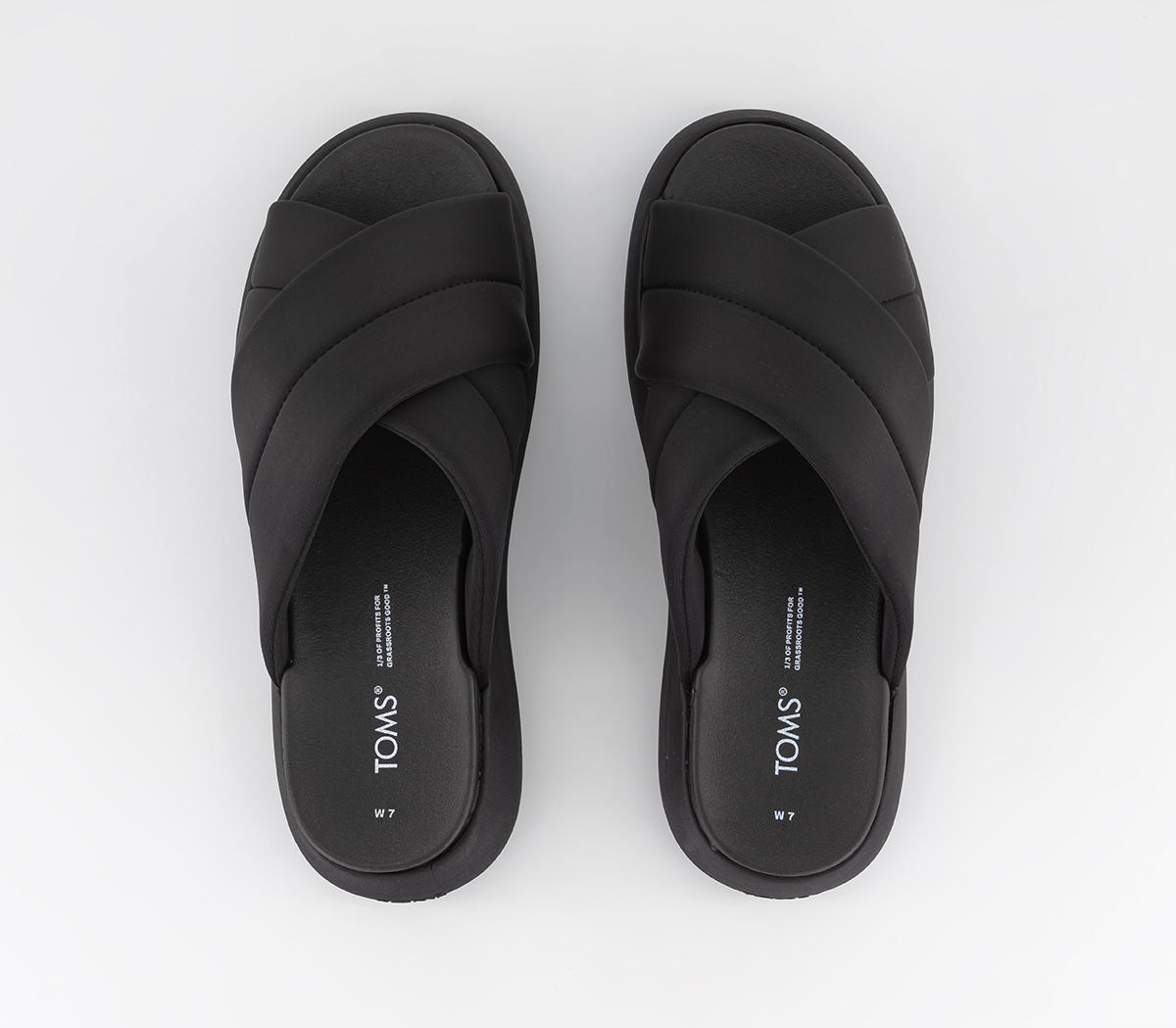 TOMS Mallow Crossover Slides TOMS Mallow Crossover Slides Black Repreve Jersey