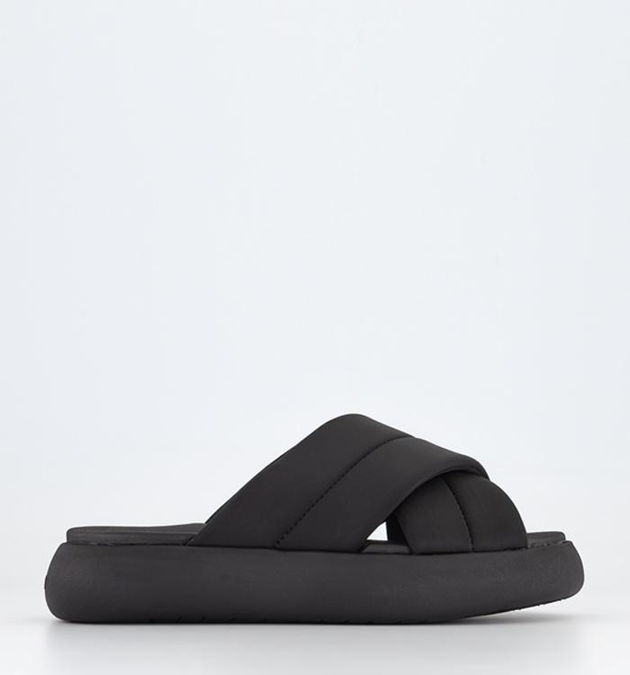 TOMS Mallow Crossover Slides Black Repreve Jersey