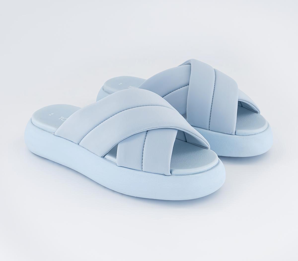 TOMS Womens Mallow Crossover Slides Pastel Blue, 8