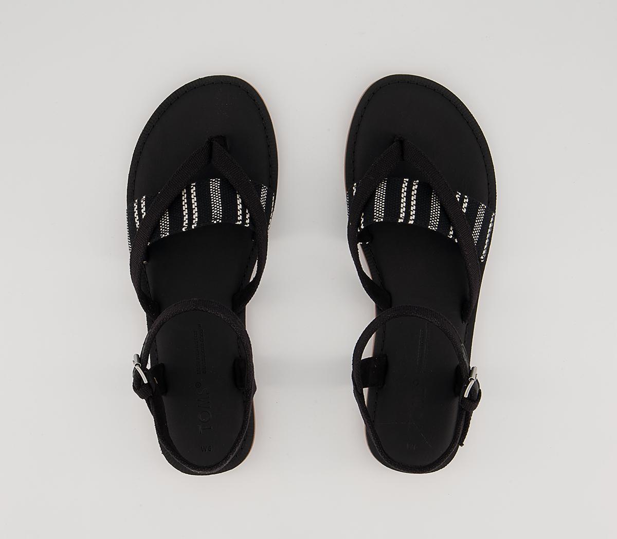 TOMS Lexie Sandals TOMS Lexie Sandals Black Canvas Global Stripe