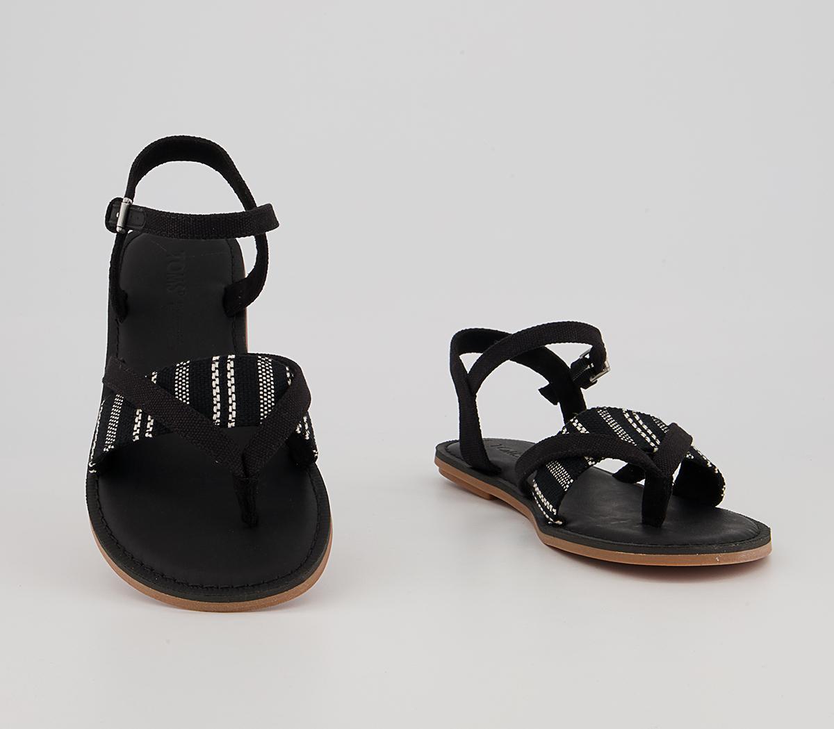 TOMS Lexie Sandals TOMS Lexie Sandals Black Canvas Global Stripe