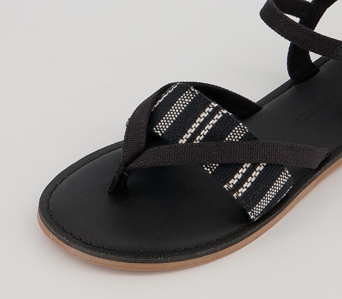 TOMS Lexie Sandals TOMS Lexie Sandals Black Canvas Global Stripe