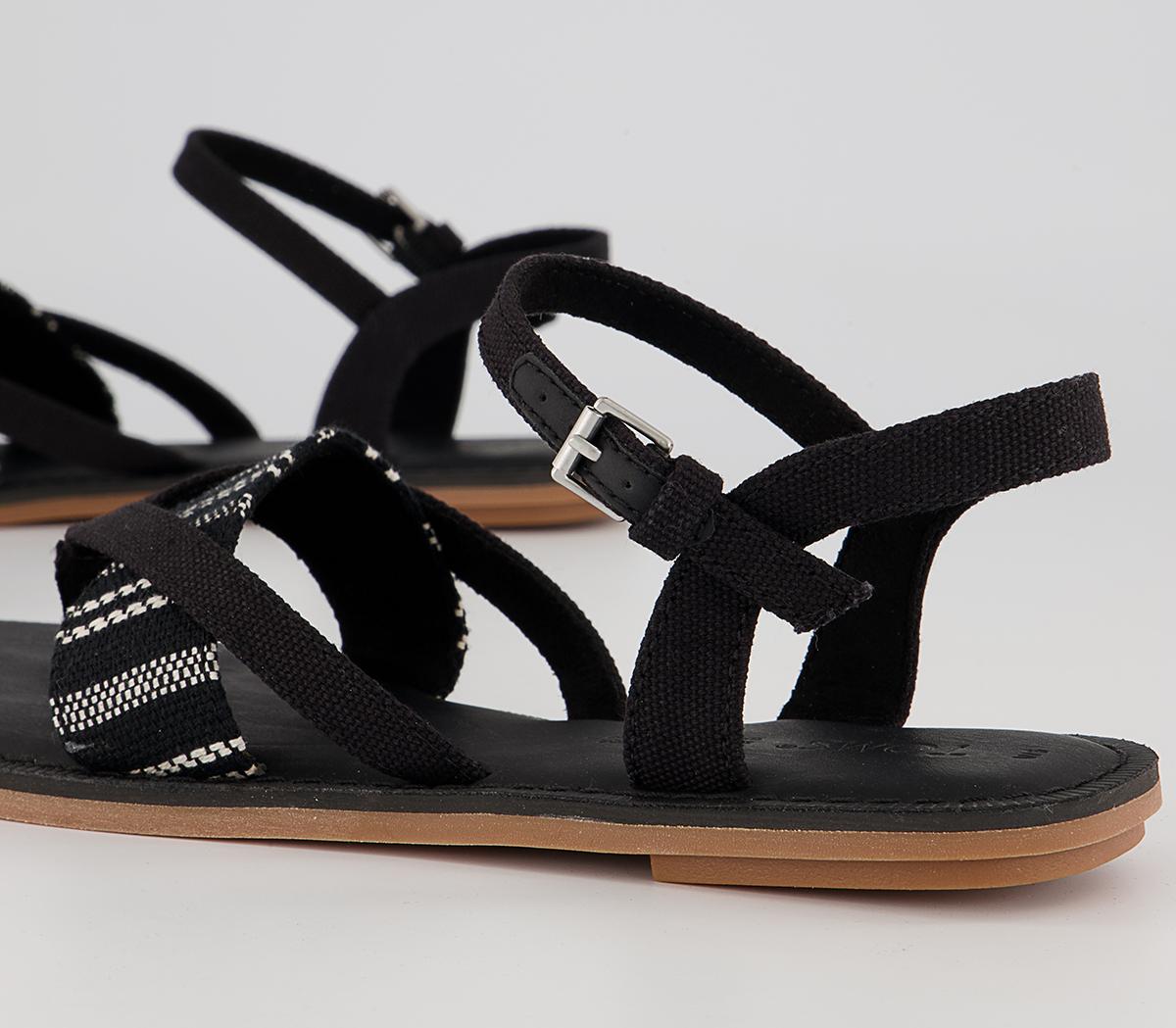 TOMS Lexie Sandals TOMS Lexie Sandals Black Canvas Global Stripe