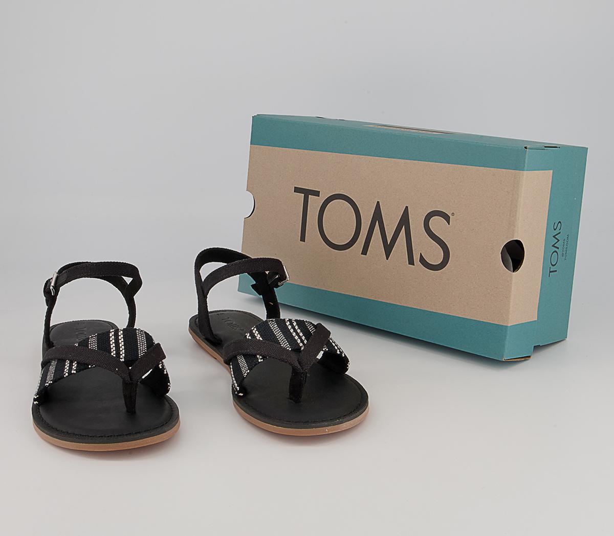 TOMS Lexie Sandals TOMS Lexie Sandals Black Canvas Global Stripe